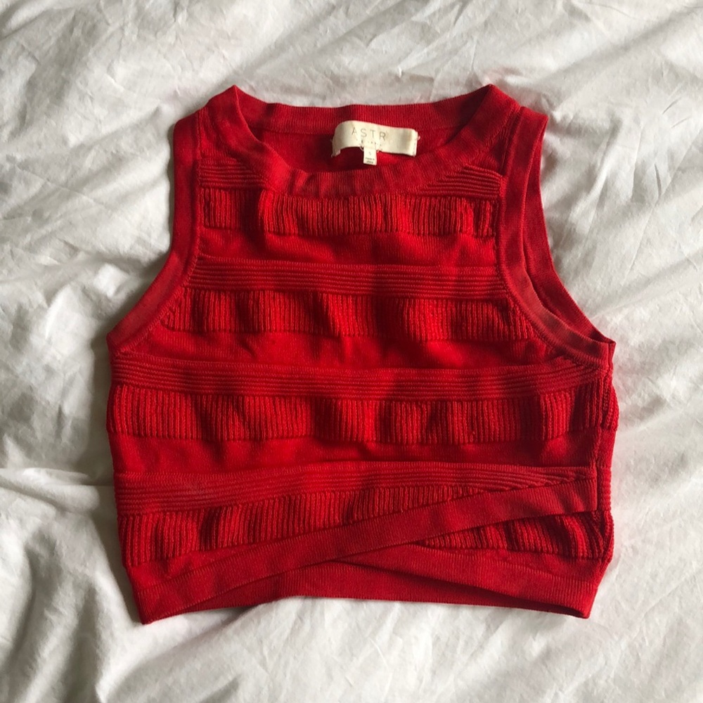 Red knit crop too